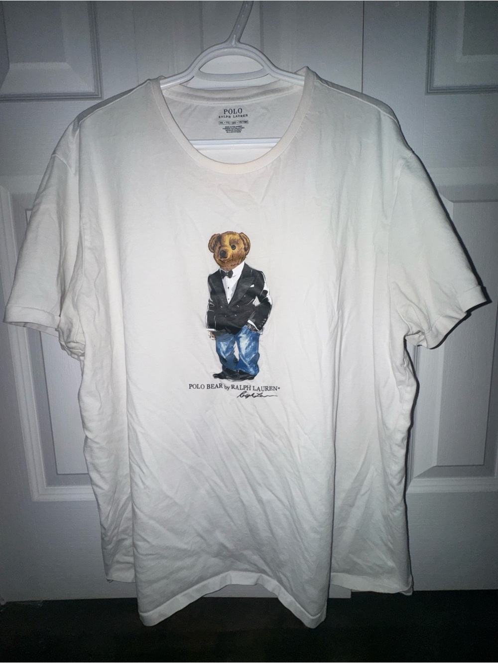Polo Ralph Lauren Men's White Tuxedo Jacket Polo Bear Graphic T-Shirt Size XXL